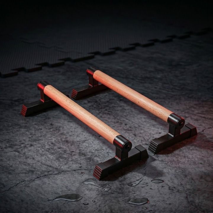 Parallettes Bois & Acier – Barres de Calisthenics pour Pompes, Handstand