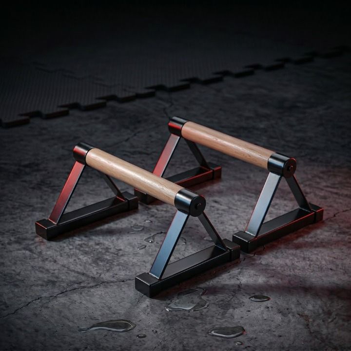 Parallettes Bois & Acier – Barres de Calisthenics pour Pompes, Handstand